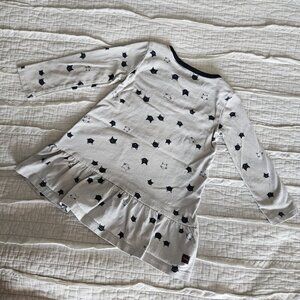 Tea Collection Girls 2T 2 Gray Star Drop Waist Long Sleeve Dress